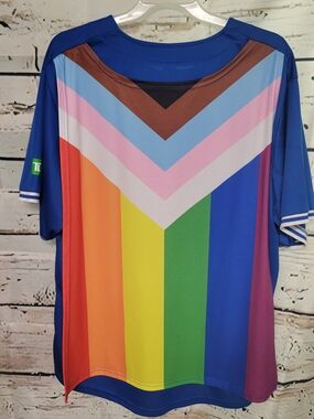 Toronto Blue Jays Pride Jersey Cape XL Rainbow MLB Button Front Baseball Jersey
